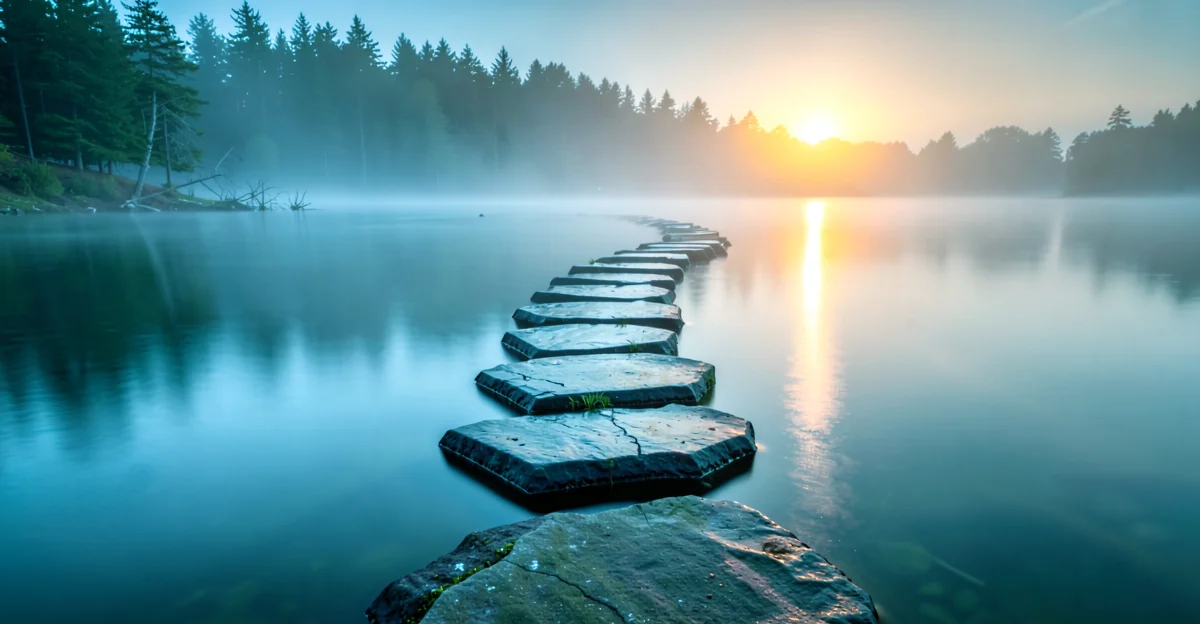 Stepping stones across calm water - step-by-step compliance